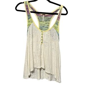 Free People Linen Pointelle Knit Racerback Sleeveless Lightweight Tank